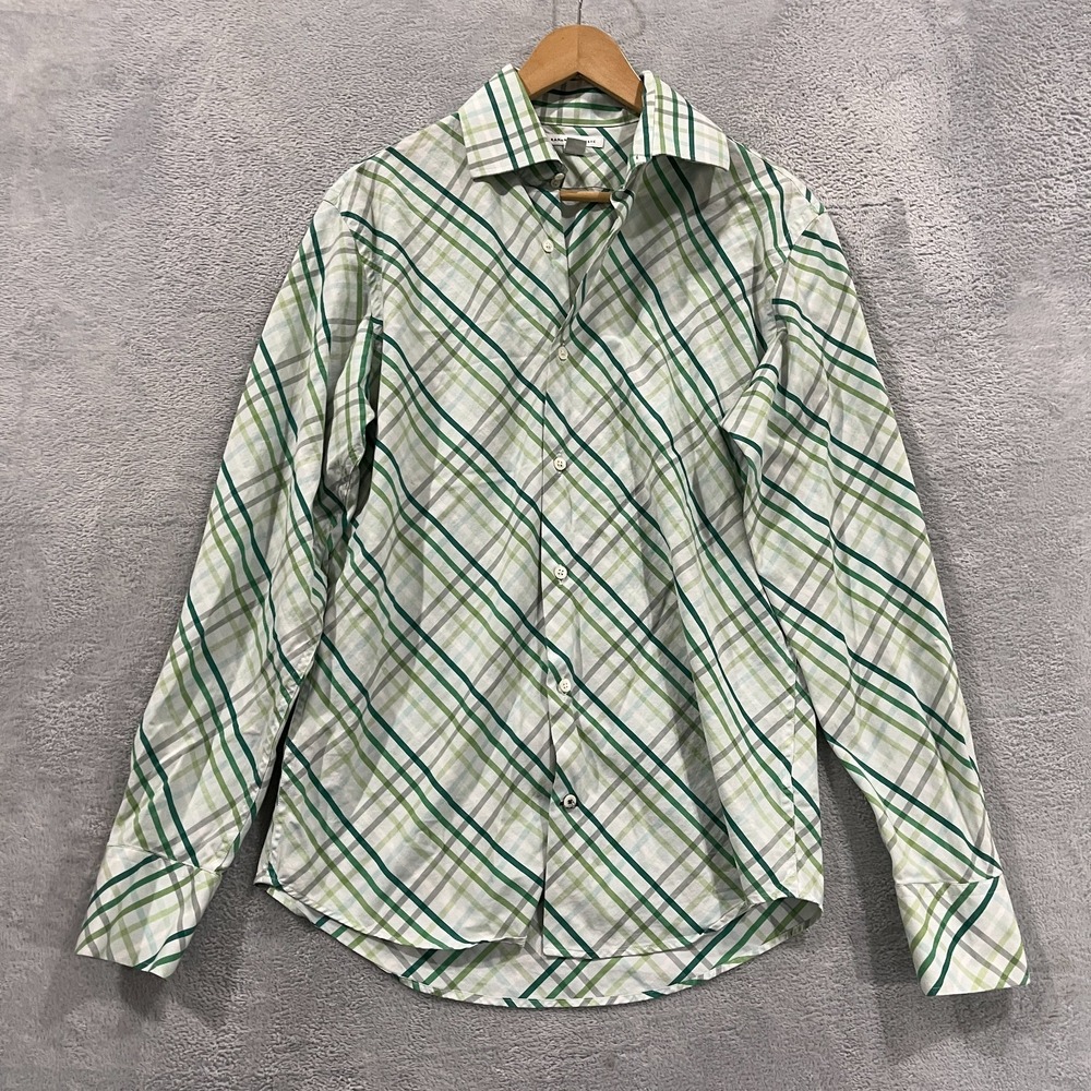 Banana Republic Men's Medium 15-15.5 Green Button-Down Long Sleeves Academia